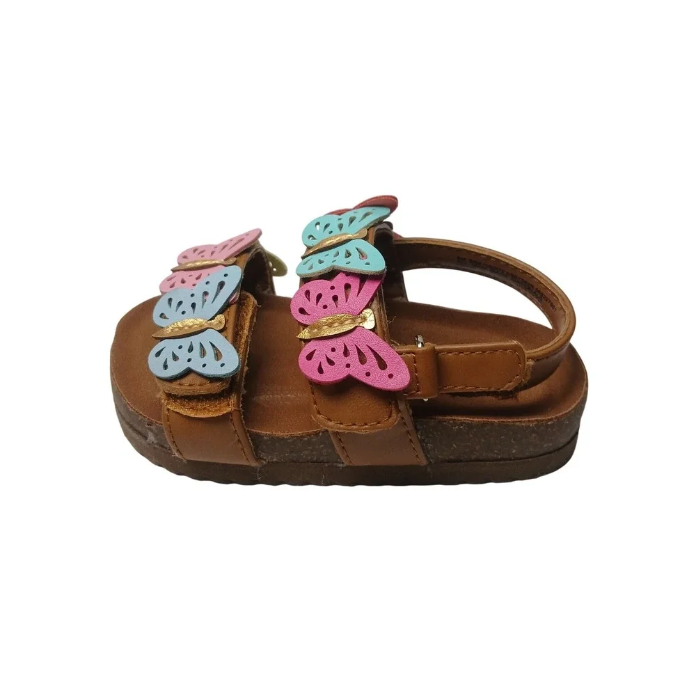 Sugar Haddy Sandals Toddler Girls Size 6M Brown Multi Butterfly Strappy Shoes